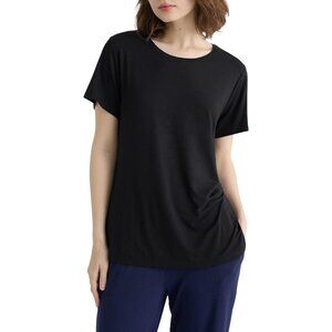 Women's Viscose Pajama Top Crew Neck Sleep T-Shirt X-Large Black Lounge